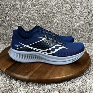 NEW Saucony Mens 12.5 Ride-17 Tide Silver Blue Running Shoes Sneakers S20924-106